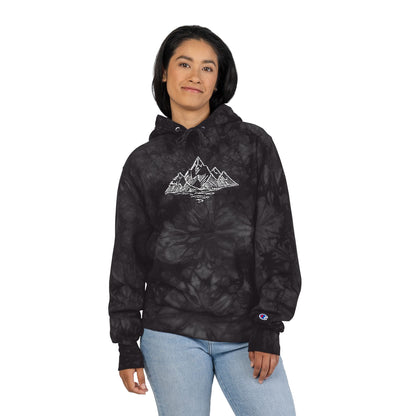 Tie-Dye Mountain Hoodie — Embroidered Graphic Pullover