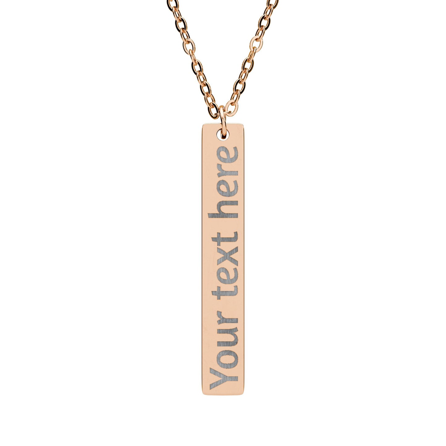 Engraved Vertical Bar Necklace — Personalized Name/Message Pendant