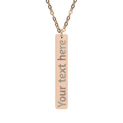 Engraved Vertical Bar Necklace — Personalized Name/Message Pendant