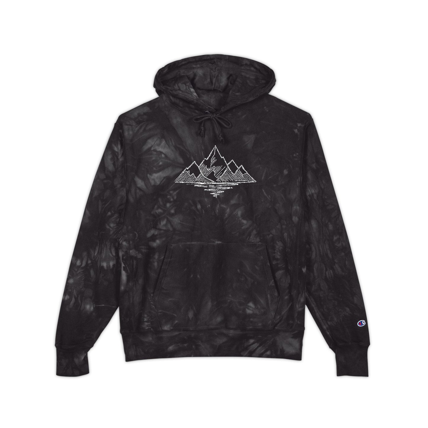 Tie-Dye Mountain Embroidered Hoodie — Mountain Scribble