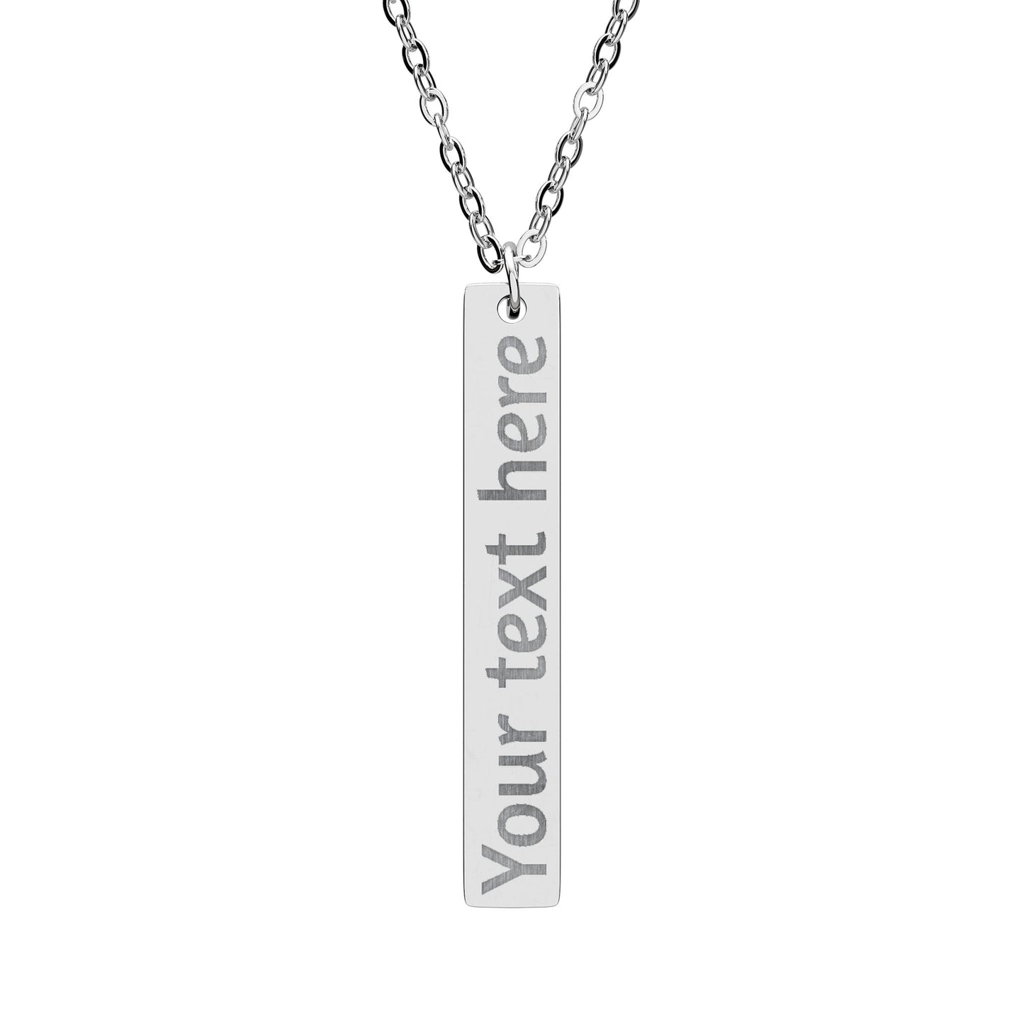 Engraved Vertical Bar Necklace — Personalized Name/Message Pendant