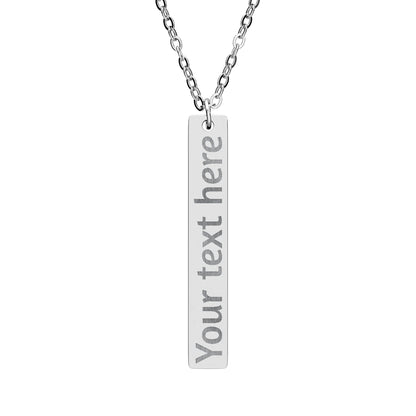 Engraved Vertical Bar Necklace — Personalized Name/Message Pendant