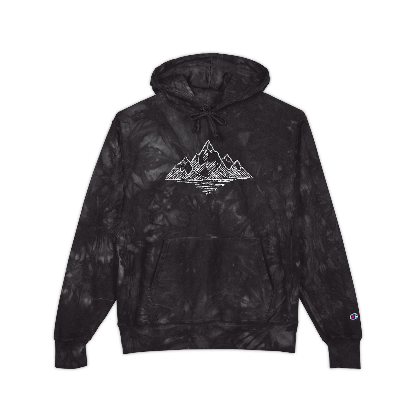 Tie-Dye Mountain Hoodie — Embroidered Graphic Pullover