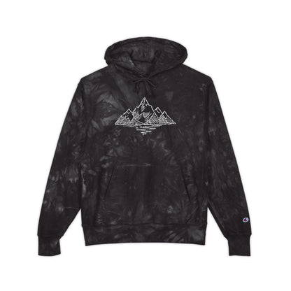 Tie-Dye Mountain Hoodie — Embroidered Graphic Pullover