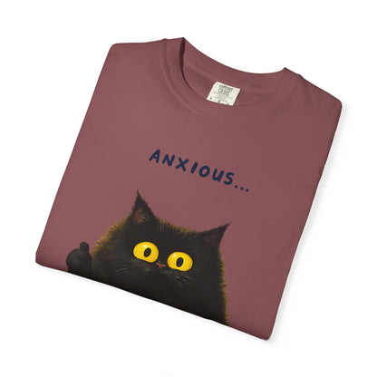 Whimsical Cat Tee - Anxious But Managing T-shirt, Cute Graphic Tee, Animal Lover Gift, Mental Health Awareness, Cozy Casual Wear