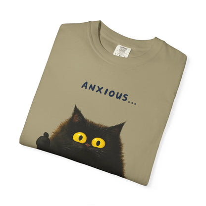 Whimsical Cat Tee - Anxious But Managing T-shirt, Cute Graphic Tee, Animal Lover Gift, Mental Health Awareness, Cozy Casual Wear