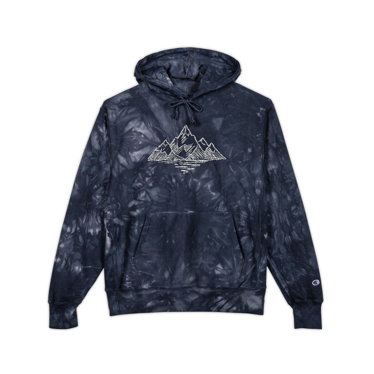 Tie-Dye Mountain Hoodie — Embroidered Graphic Pullover