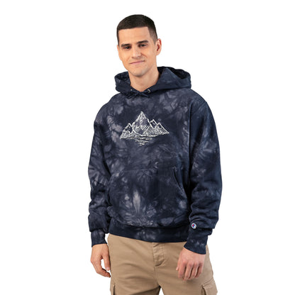Tie-Dye Mountain Hoodie — Embroidered Graphic Pullover