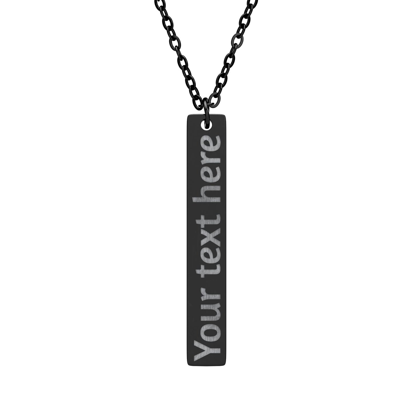 Engraved Vertical Bar Necklace — Personalized Name/Message Pendant