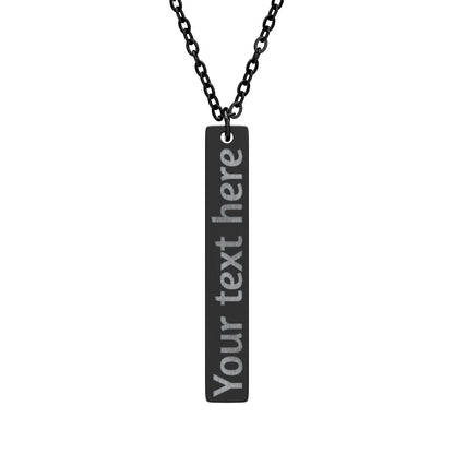 Engraved Vertical Bar Necklace — Personalized Name/Message Pendant