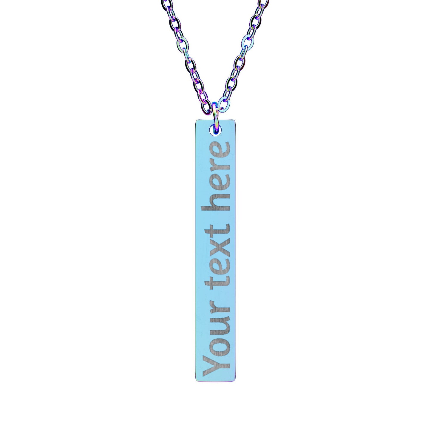 Engraved Vertical Bar Necklace — Personalized Name/Message Pendant