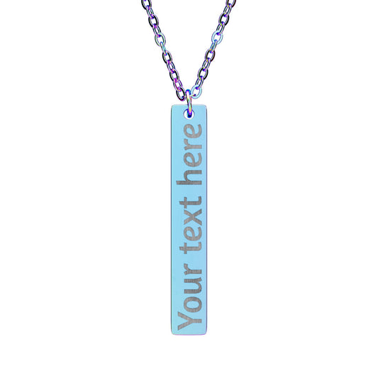 Engraved Vertical Bar Necklace — Personalized Name/Message Pendant
