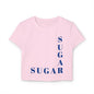 Sugar Graphic Baby Tee — Women’s Cropped Casual Tee with Vertical/Horizontal Text