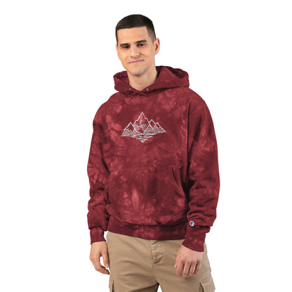 Tie-Dye Mountain Embroidered Hoodie — Mountain Scribble