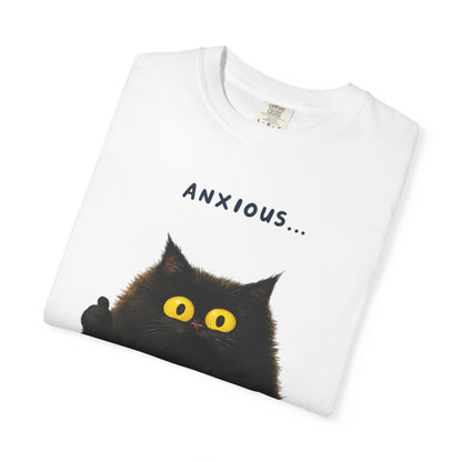 Whimsical Cat Tee - Anxious But Managing T-shirt, Cute Graphic Tee, Animal Lover Gift, Mental Health Awareness, Cozy Casual Wear
