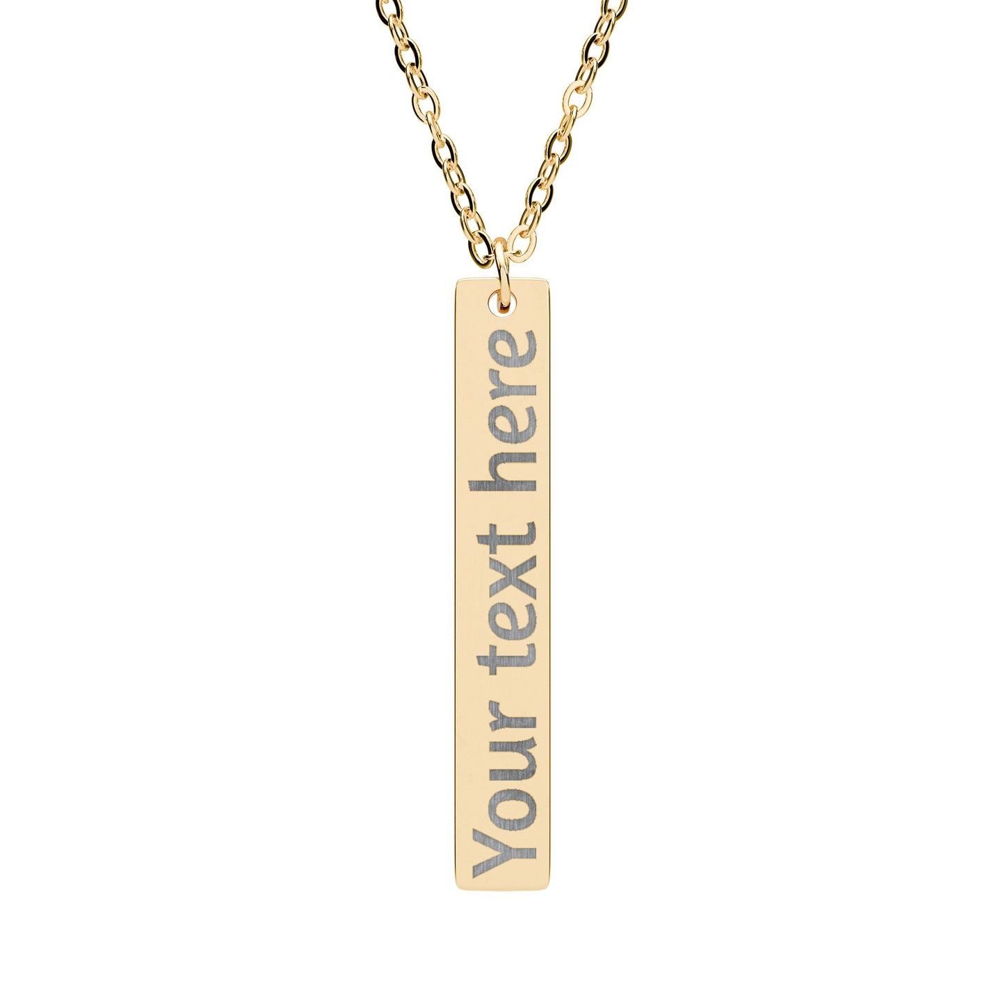 Engraved Vertical Bar Necklace — Personalized Name/Message Pendant