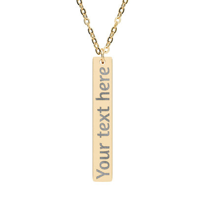 Engraved Vertical Bar Necklace — Personalized Name/Message Pendant