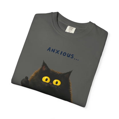 Whimsical Cat Tee - Anxious But Managing T-shirt, Cute Graphic Tee, Animal Lover Gift, Mental Health Awareness, Cozy Casual Wear