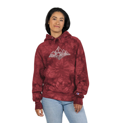 Tie-Dye Mountain Hoodie — Embroidered Graphic Pullover